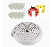 Protection des Bords et Coins de Meubles Bébé Earth,Kit de Sécurité avec 8 Angles et Rebord de 5m en Mousse pour Table et Plus et 2 Ouvre Portes pour bien Protéger les Enfants,Gris