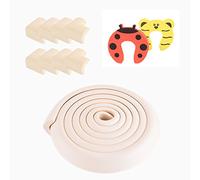 Protection des Bords et Coins de Meubles Bébé Earth,Kit de Sécurité avec 8 Angles et Rebord de 5m en Mousse pour Table et Plus et 2 Ouvre Portes pour bien Protéger les Enfants,Crème