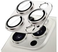 Protection D'objectif Caméra Iphone 16 Pro 6,3"" / 16 Pro Max 6,9"" - Verre Trempé 9h Couverture Totale, Bague Métal Mat, Anti-Reflets Ar, Flash Compatible, 1 Pièce (Titane Naturel)