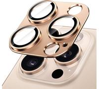 Protection D'objectif Caméra Pour Iphone 16 Pro 6,3'' Et 16 Pro Max 6,9'' - Verre Trempé 9h, Anneau & Plaque Aluminium Mat, Anti-Reflets, Couleur Sable Titane - 1 Pièce