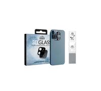 Protection d'objectif d'appareil photo en fibre de verre pour iPhone 12 Pro - Transparent/noir - Avec kit de nettoyage