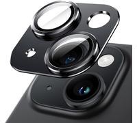 Protection D'objectif Iphone 15 (6,1"") / Iphone 15 Plus (6,7"") - Verre Trempé 9h À Couverture Complète, Bague Et Plaque Métal Mat En Aluminium, Anti-Reflets Ar, Compatible Flash Et Coques, 1 Pièce (