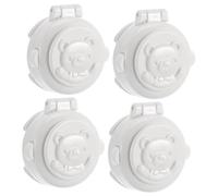 Protection du Bouton de Démarrage, Couvercle à Charnière 4 Pièces | ABS Blanc, Installation Adhésive, Mécanisme Presse et Coulisse, pour Boutons Ronds, Maison