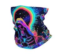 Protection du Visage Âme De La Faucheuse Démon De l'espace Rainbow Néon Noir Écharpe Tube Anti-Solaire Élastique Headwrap pour Moto Extérieur Vélo 25X50Cm