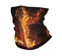 Protection du Visage Guitare Flamme Art Feu Sombre Lumineux Multi-Usage Décoration faciale Ultra-Douce Echarpe Gaiter pour Homme Femme 26X30cm