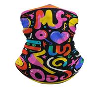 Protection du Visage Style Doodle Musical Multifonctionnel Chapeaux Demi-Visage Anti-UV Headwrap pour Extérieur Sports 26X30cm