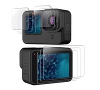 Protection Ecran pour GoPro Hero 12/11/10/9 Black Protecteur d'écran en Verre + d'objectif en Verre + d'écran Avant Protecteur HD, Dureté 9H Anti-Rayure Anti-Trace Accessoires pour Caméra,9 Pièces