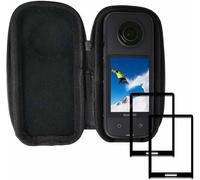 Protection Ecran pour Insta360 One X3 360 Verre Trempé et Housse étui 0,3mm Dureté 9H Screen Protector Anti-Rayure Anti-Trace Anti-Bulle -Lot de 2+1