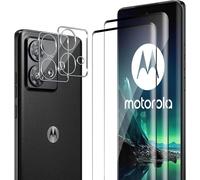 Protection Écran Pour Motorola Moto Edge 40 Neo, 2 Pièces Films 3d Verre Trempé + 2 Pièces Caméra Arrière Protecteur, 9h Dureté, Full Cover Anti-Bulles/Anti-Rayures, Hd Transparent