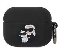 Karl Lagerfeld Coque pour AirPods Pro – Anti-choc en silicone avec anneau noir