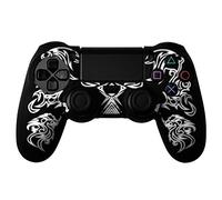 Protection en silicone veste de peau de motif de dragon pour le contrôleur DualShock PS4 4 Blanc Noir