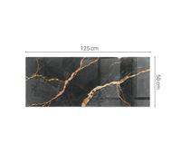 Protection En Verre Poêle Marbre Élégant avec Veines Noir Carrée Rectangulaire