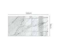 Protection En Verre Poêle Motif Marbré avec Veines Blanc Carrée Rectangulaire
