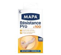 Protection et sensibilité pour vos tâches quotidiennes - MAPA Gants Résistance Pro vinyle sans latex hypoallergéniques, 100 gants taille XL - Lot de 2
