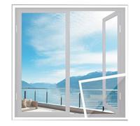 Protection Fenetre Chat Petite 80x110cm Blanc avec Fixation Innovante, Moustiquaire Anti-Insectes Moustiques DIY