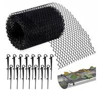 Protection Grillage 18 cm x 8 m Gouttière anti Feuilles en Plastique Robuste Protection Filtre Protege Gouttiere Contre les Feuilles pour Gouttières, filtre à Feuilles avec 15 Pinces