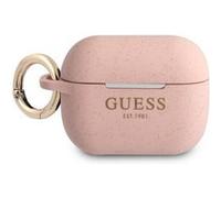 Guess Coque silicone pour AirPods Pro Cover Ring – Aspect pailleté, bague mousqueton – Rose