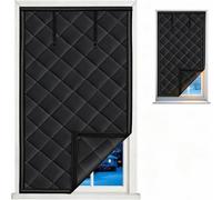 Protection Hiver Pare-brise, Section Transparente, Housse Tissu Imperméable | Protection Isolante Fenêtre Hiver, Panneau Transparent, Multicouche, Attaches d’enroulement(Noir,24x63in/60x160cm)