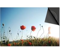 Protection induction 60x52 - plaque de recouvrement induction mat- Dietrix protection de table de cuisson- DELUXE - Fleurs et plantes - coquelicot dans un champ