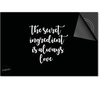 Protection induction 60x52 - plaque de recouvrement induction matt- Dietrix Protection de table de cuisson- Exclusif - Citations - The Secret Ingredient is Always Love Noir