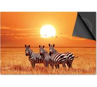 Protection induction 65x52 - plaque de recouvrement induction mat- Dietrix protection table de cuisson- DELUXE - Animaux - Zebras Coucher de soleil Afrique