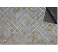 Protection induction 65x52 - plaque de recouvrement induction matt- Dietrix Protection de table de cuisson- Exclusif - Hexagon & Mosaik - Carreau marocain bleu argenté