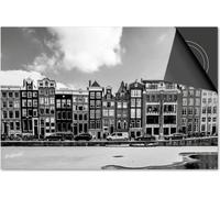 Protection induction 71x52 - plaque de recouvrement induction mat- Dietrix Protection de table de cuisson- DELUXE - Villes - Amsterdam Noir Blanc