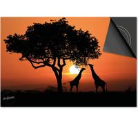 Protection induction 71x52 - plaque de recouvrement induction mat- Dietrix protection table de cuisson- Base - Animaux - Girafes coucher de soleil Afrique
