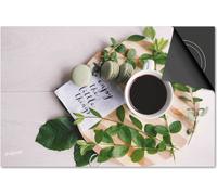 Protection induction 76x51,5 - plaque de recouvrement induction mat- Dietrix protection de table de cuisson- Base - café et chocolat macaron et texte