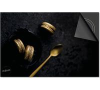 Protection induction 76x51,5 - plaque de recouvrement induction mat- Dietrix protection table de cuisson- Base - Noir et or - Macarons