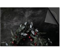 Protection induction 76x51,5 - plaque de recouvrement induction mat- Dietrix protection table de cuisson- Base - Noël- Imprimés sombres avec couronne de Noël