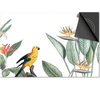 Protection induction 76x51,5 - plaque de recouvrement induction mat- Dietrix protection table de cuisson- Base - jungle blanc oiseau feuille