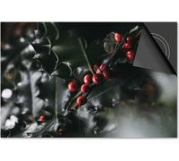 Protection induction 76x51,5 - plaque de recouvrement induction matt- Dietrix protection de table de cuisson- Base - Noël- branches de houx avec baies