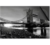 Protection induction 76x51,5 - plaque de recouvrement induction matt- Dietrix Protection de table de cuisson- Exclusif - Villes - Londres Noir Blanc