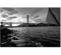 Protection induction 83x51,5 - plaque de recouvrement induction mat- Dietrix protection table de cuisson- Base - Villes - San Francisco Noir Blanc