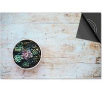 Protection induction 83x51,5 - plaque de recouvrement induction mat- Dietrix protection table de cuisson- Base - Fleurs et plantes - Cactus sur bois