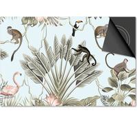 Protection induction 83x51,5 - plaque de recouvrement induction matt- Dietrix Protection de table de cuisson- Exclusif - Jungle Singe Bleu