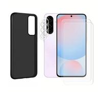 Protection intégrale Lot de 2 Verre Trempé compatible pour Samsung Galaxy A36 5G/ Samsung Galaxy A56 5G + Lot de 2 Verre Trempé Caméra Arrière + Coque souple silicone Noir - Visiodirect -