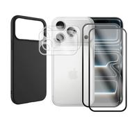 Protection intégrale Lot de 2 Verre Trempé pour Iphone 17 PRO 6.3"" A3256, A3523, A3522, A3524+ Lot de 2 Verre Trempé Caméra Arrière + Coque souple silicone Noir - Visiodirect -