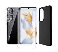 Protection intégrale Lot de2 Verre Trempé incurvé Honor 90 5G + Lot de 2 Verre Trempé Caméra Arrière+Coque souple silicone