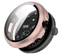 Protection intégrale ultra fine compatible avec Google Pixel Watch 4 45 mm avec protection d'écran en verre trempé (or rose)