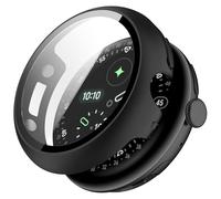 Protection intégrale ultra fine compatible avec Google Pixel Watch 4 45 mm avec protection d'écran en verre trempé (noir)