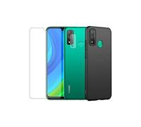 Protection intégrale Verre Trempé Huawei P smart 2020/Psmart 2020+Verre Trempé Caméra Arrière+Coque souple silicone Noire--