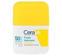 Protection invisible et hydratation durable pour le visage avec CERAVE Fluide Hydratant SPF 50+ Anti-Pollution, Peaux Normales à Sèches, 50ml - Lot de 2