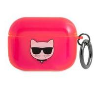 Protection Karl Lagerfeld translucide Choupette pour Airpods Pro - Fuchsia G