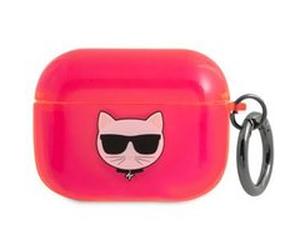 Protection Karl Lagerfeld translucide Choupette pour Airpods Pro - Fuchsia G