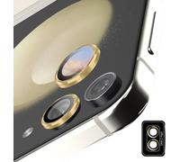 Protection Lentille Appareil Photo Samsung Galaxy Z Flip 5 ¿ Anneau Métal Anti-Rayures Sans Bulles, Verre Trempé Hd 1 Pièce, Couleur Or