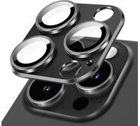 Protection Lentille Caméra Iphone 15 Pro 6,1"" / 15 Pro Max 6,7"" ¿ Verre Trempé 9h Couverture Totale, Anneau Métal Mat Bleu, Revêtement Ar Anti-Reflets, Compatible Flash Et Coques