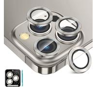 Protection Lentille Caméra Pour Iphone 16 Pro Et 16 Pro Max ¿ Verre Trempé 9h Avec Anneau En Aluminium Individuel, Anti-Rayures, Compatible Coques, Gris