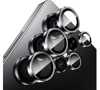 Protection Lentille Caméra Samsung Galaxy S25 Ultra - Verre Trempé 9h & Anneau Métal, Couverture Complète Hd Anti-Rayures Anti-Empreintes, Noir, Installation Sans Bulles